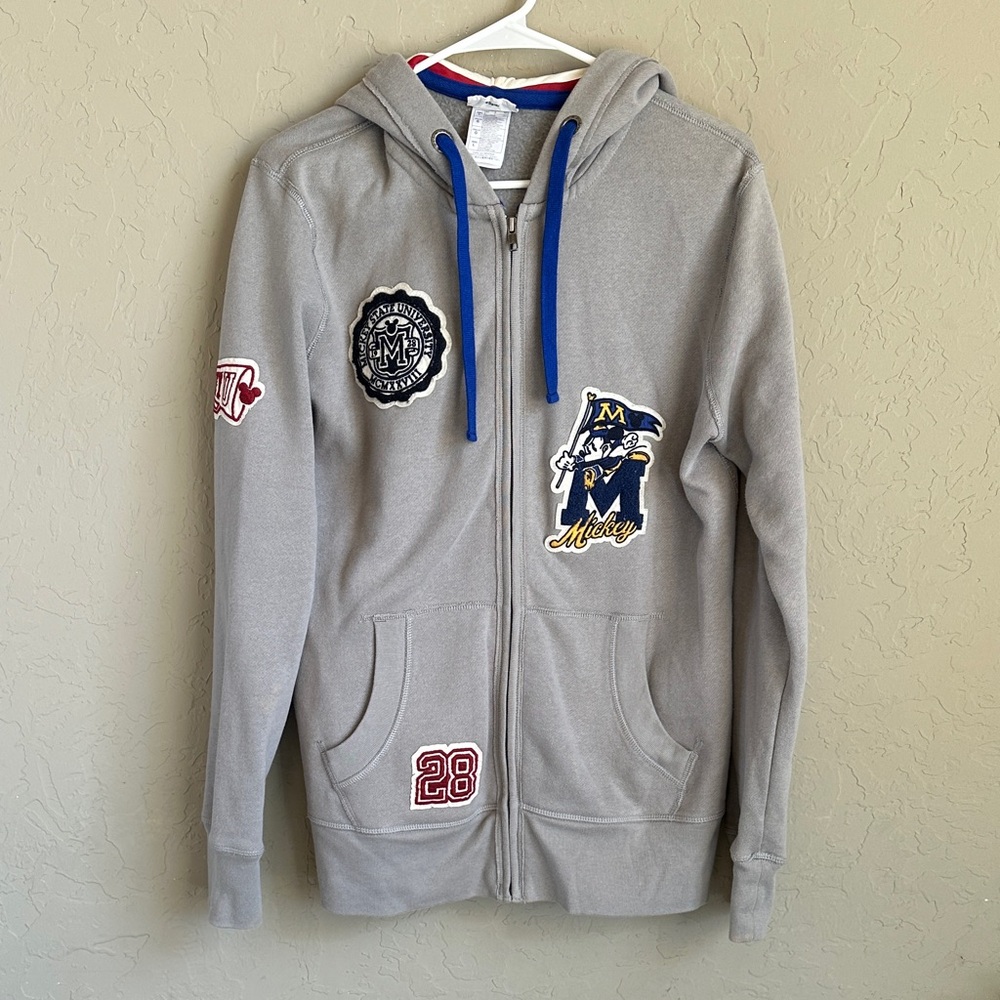 Vintage Mickey Disney patches full front zip hoodie size large